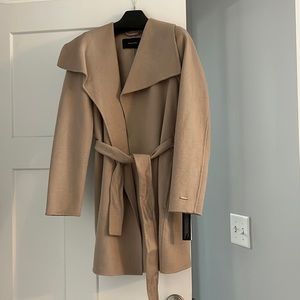 Tahari double-faced belted wrap coat